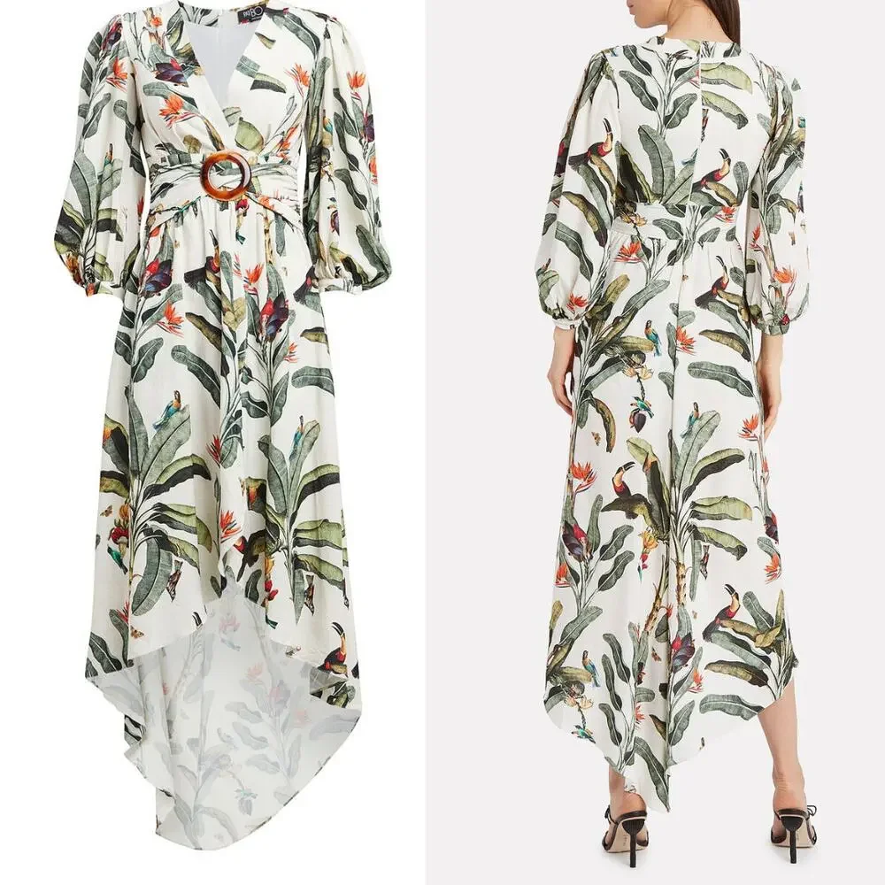PatBo NWT Tropical Print Off White Floral Hi Low Romper Jumpsuit - Picture 2 of 4